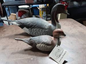 Pintale Drake Decoy 18 & Hen 10 Signed (Damage On Bill)