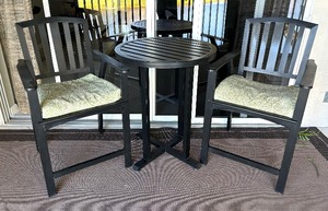 lot 7 image: Bistro Style Pub Height Table with Two Chairs