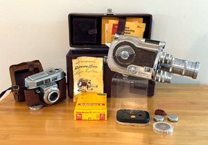 lot 69 image: Revere 6mm Magazine Turret and Kodak Motormatic 35F Cameras with Accessories
