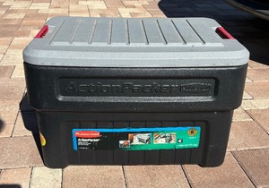 lot 200 image: Rubbermaid Action Packer 24 Gallon Bin