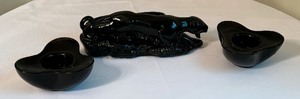 lot 64 image: Vintage Ceramic Panther Planter and Pair of Villeroy and Boch Candle Holders