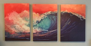 lot 28 image: Three Piece Wave Canvas Print
