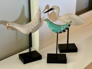 lot 23A image: Set of Three Contemporary Ceramic Bird Figurines by JoAnne Bedient