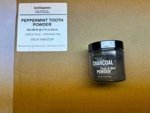 100x 2.75oz InVitamin Active Charcoal Tooth Powder-Peppermint