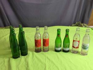 lot 5 image: Collection of 12 Vintage Soda Bottles Including Go-For Brand and Crown Club
