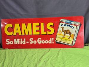 lot 10 image: Vintage Camel Cigarettes Metal Sign - So Mild So Good