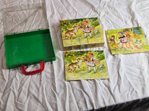 lot 42 image: Vintage Eichhorn Puzzle Blocks Set with Carrying Case - Complete
