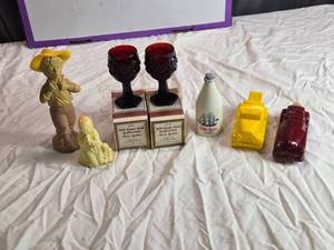 lot 43 image: Collection of Vintage Avon Home Decor Items including Avon Goblets and Figurines