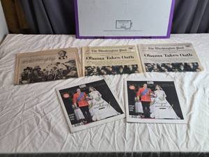 lot 87 image: Collection of Vintage Newspapers Obama Takes Oath and Royal Wedding Editions