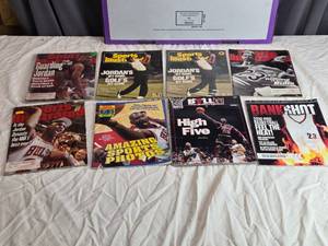 lot 148 image: 8 Vintage Sports Illustrated and Basketball Magazines Featuring Michael Jordan