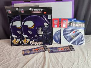 lot 197 image: Minnesota Vikings Fan Gear Collection - Wall Decals, Magnets, and Stickers