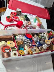 lot 222 image: Craft Ribbon and Bow Collection in Storage Box