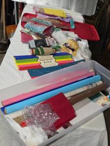 lot 223 image: Assorted Gift Wraps, Paper Rolls, and Decorative Materials