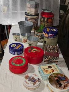 lot 232 image: Assorted Collection of Decorative Tins and Buckets