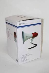 lot 16 image: New in Box  AudioVox  MG Electronics PGM-25 Handheld Megaphone  Bullhorn with 25-Watt Built-in Siren Alert