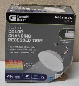 lot 15 image: Commercial Electric  Slim LED Color Changing Recessed Trim