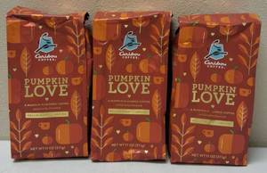 lot 23 image: (3) Caribou Coffee  Pumpkin Love - A Pumpkin Flavored Coffee - Medium Roast  Ground - 11 oz Bags