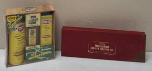 lot 71 image: (1) Remington REM OIL 100th Anniversary - Kit with Bonus Ammo & (1) Wards Western Field Shotgun Cleaning Kit (See Photo)
