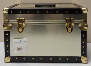 lot 87 image: Mercury Luggage  Seaward Trunk - Gold Metallic with Brown Trim  NEW