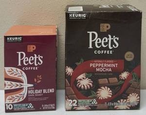 lot 60 image: Peets Coffee  (1) Holiday Blend - 10 K-Cups (1) Peppermint Mocha - 22 K-Cups