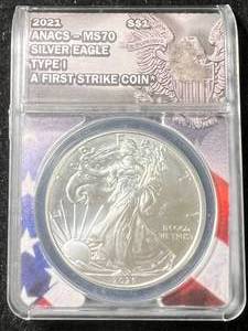 2021 TY.1 AMERICAN SILVER EAGLE ANACS MS70