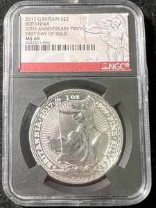 2017 BRITTANIA 1 TROY OZ .999 FINE SILVER NGC MS69