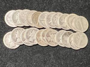 GROUP OF 23 US 1916 MERCURY DIMES