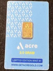 2.5 GRAMS .999 FINE GOLD ACRE BAR