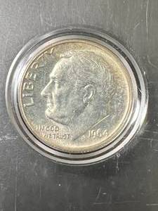 1964-D US ROOSEVELT DIME UNC IN CASE