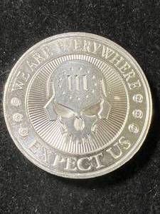 2 TROY OZ .999 FINE SILVER SKULL ROUND