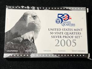 2005 US MINT 50 STATE QUARTERS SILVER PROOF SET