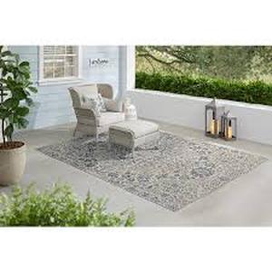 Hampton Bay Osprey Blue 8 ft. x 10 ft. Floral Medallion IndoorOutdoor Area Rug   Customer Returns See Pictures