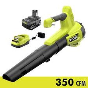RYOBI ONE 18V 100 MPH 350 CFM Cordless Battery Variable Speed Jet Fan Leaf Blower with 4.0 Ah Battery and Charger Customer Returns See Pictures