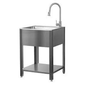 Presenza All-in-One 23.9 in. x 21.9 in x 33.9 in. Freestanding Stainless Steel LaundryUtility Sink with Faucet and Stand Customer Returns See Pictures