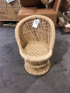 Off-White Bamboo and Woven Rope Tropical Childrens Chair by Storied Home Customer Returns See Pictures