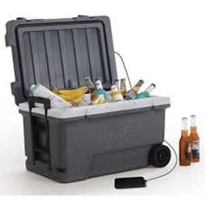 Sunjoy 60-Quart Solar Cooler Portable Insulated Ice Chest with Wheels and Handle for Party, Camping, Outdoor Activities, Grey