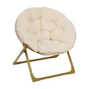 Flash Furniture Gwen Faux Fur Kids Folding Saucer Chair Ivory (FV-FMC-030-IV-SGD-GG)