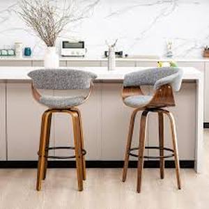Mid-Century Modern Walnut Swivel Bar Stool (Set of 2)