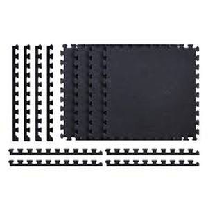 TrafficMaster Black with Blue Flecks 25.2 in. x 25.2 in. x 0.68 in. Foam Shock Absorbing Gym Floor Tiles(4 TilesPack) (17.64 sq. ft.)