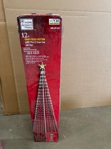 Home Accents Holiday 12 ft. Giant-Sized Motion LED Pre-Lit Cone Tree with Star Holiday Yard Decoration