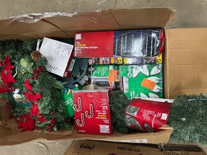 Box with assorted  holiday lights and Decor items  see pictures