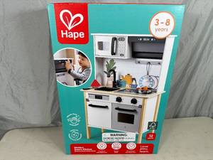 lot 14 image: Brand New Hape Wooden Play Kitchen with Lights and Sounds