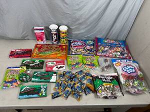 lot 30 image: Assorted Candy, Suckers, Andes Mints, Bubble Gum, Tootsie Rolls, and More