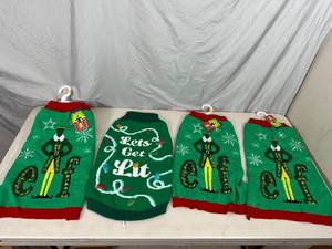 lot 44 image: New Holiday Themed Dog Sweaters - Size Medium