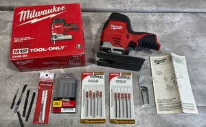 lot 28 image: Used Milwaukee M12 Cordless High Performance Jig Saw (2445-20) with Extra Blades - No Battery ($160 Retail Price)