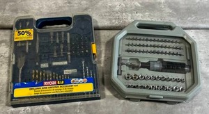 lot 42 image: RYOBI Drilling and Driving Accessory Kit (Missing a few pieces) & Nice Ratchet Driver Set