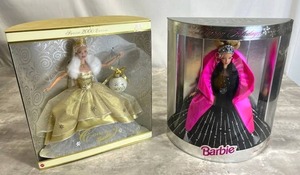 lot 103 image: NOS Sealed Vintage Mattel 2000 Celebration Barbie Doll and 1998 Happy Holidays Barbie (New Open Box) with some box wear