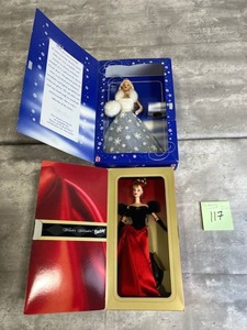 lot 117 image: Vintage 1999 Snow Sensation Barbie (Missing Snow Globe) and New Open Box 1998 Winter Splender Barbie - some box wear