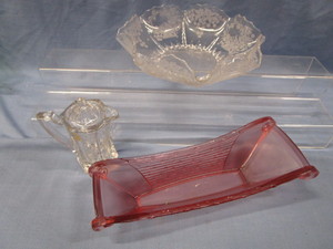 Raspberry Sleigh Dish, Covered Syrup, Bowl