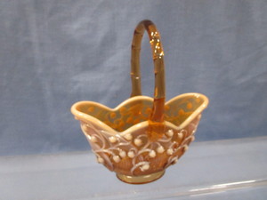 Fenton Amber Lily of the Valley Basket